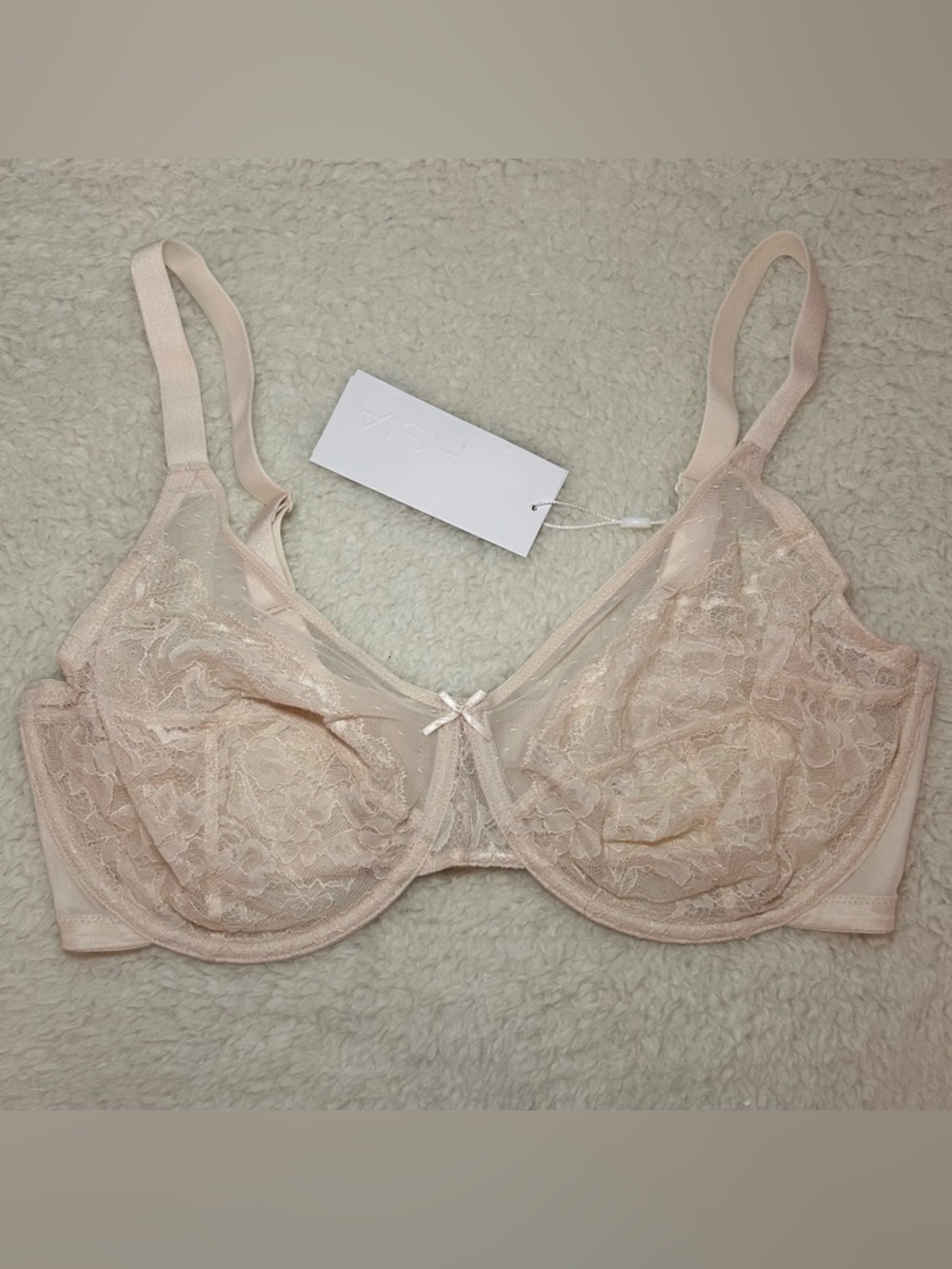 HSIA Enchanted Unlined Lace Underwire Bra 36G NWT